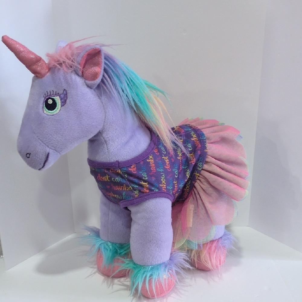 Build-A-Bear Purple Unicorn with Rainbow Mane and Pink Tutu